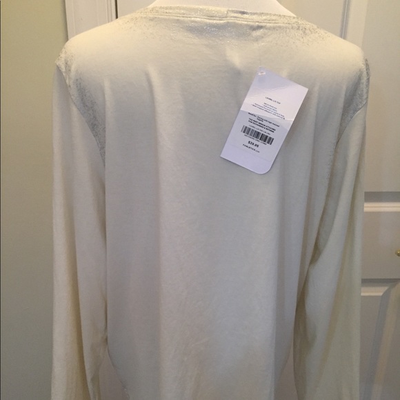 Fabletics long Sleeve Laurel creme and silver top - Picture 3 of 8
